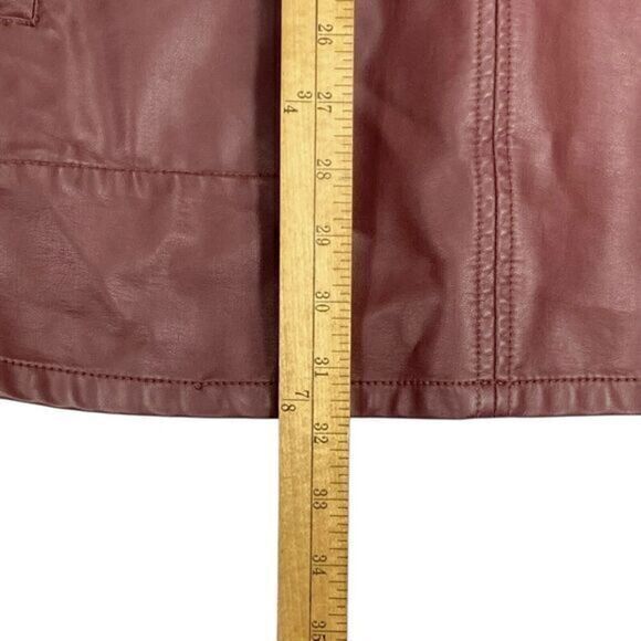 Free People Dress Womens Size XS Burgundy Faux Leather Front Zip City Girl Mini - Picture 13 of 15